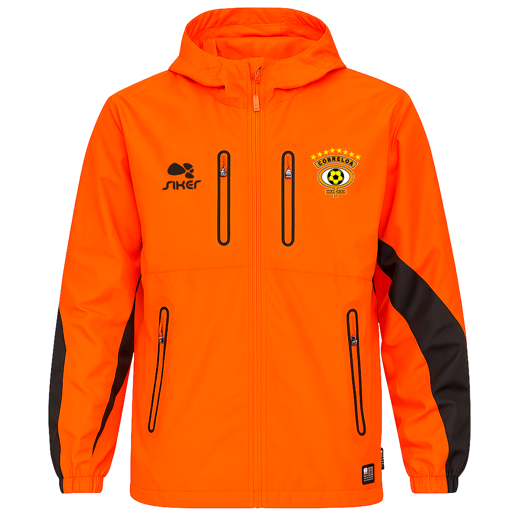 POLERON CORTAVIENTO NARANJO CON GORRO 2025 Cobreloa SADP