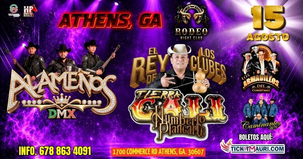 Alameños DMX-Tierra Cali de Humberto Plancarte-Los Caminantes HN-Los Armadillos del Compa Max-Rodeo Nightclub