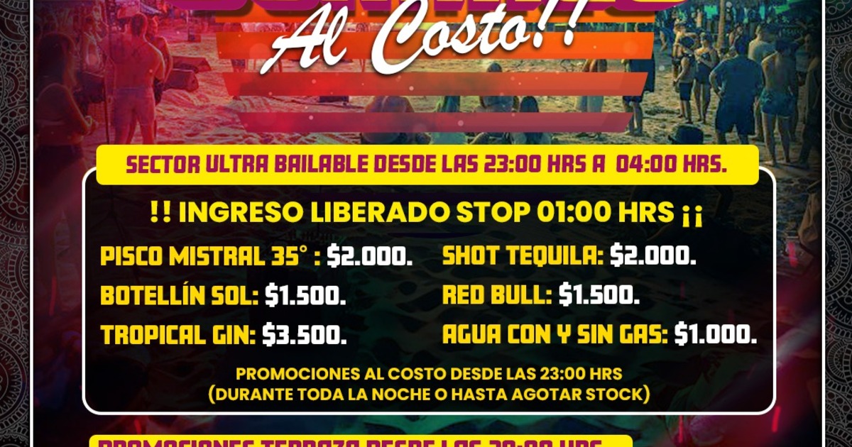 DOMINGO 21 DICIEMBRE🌅 DOMINGO AL CO$TO🥃🍸🍹‼️SUNSET EXTENDED☀️🏖️ + ULTRA BAILABLE HASTA LAS 04 AM💃🪩 INGRESO GRATIS HASTA LAS 01 AM‼️⚠️NOS RESERVAMOS EL DERECHO DE ADMISIÓN⚠️🚹🚺+18 