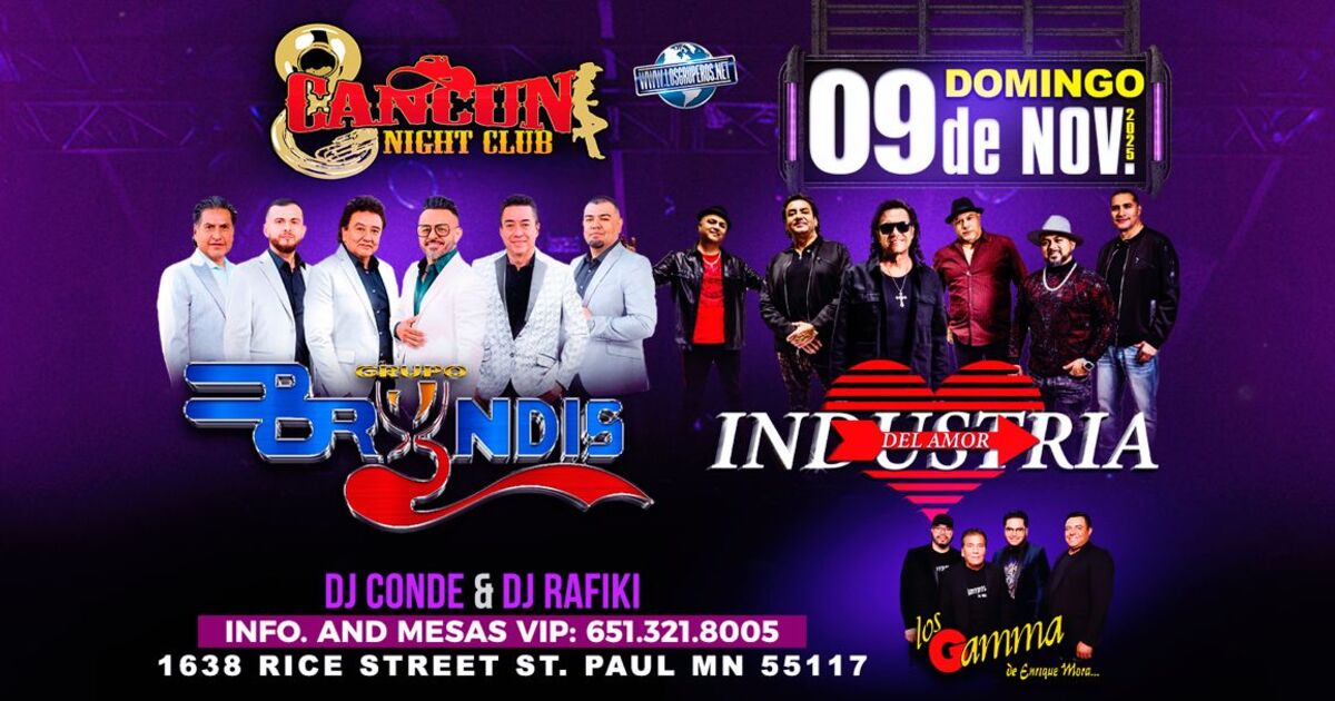 Grupo Bryndis-La Industria Del Amor-Los Gamma de Enrique Mora-Tour Los Mas Romanticos-Cancun Nightclub