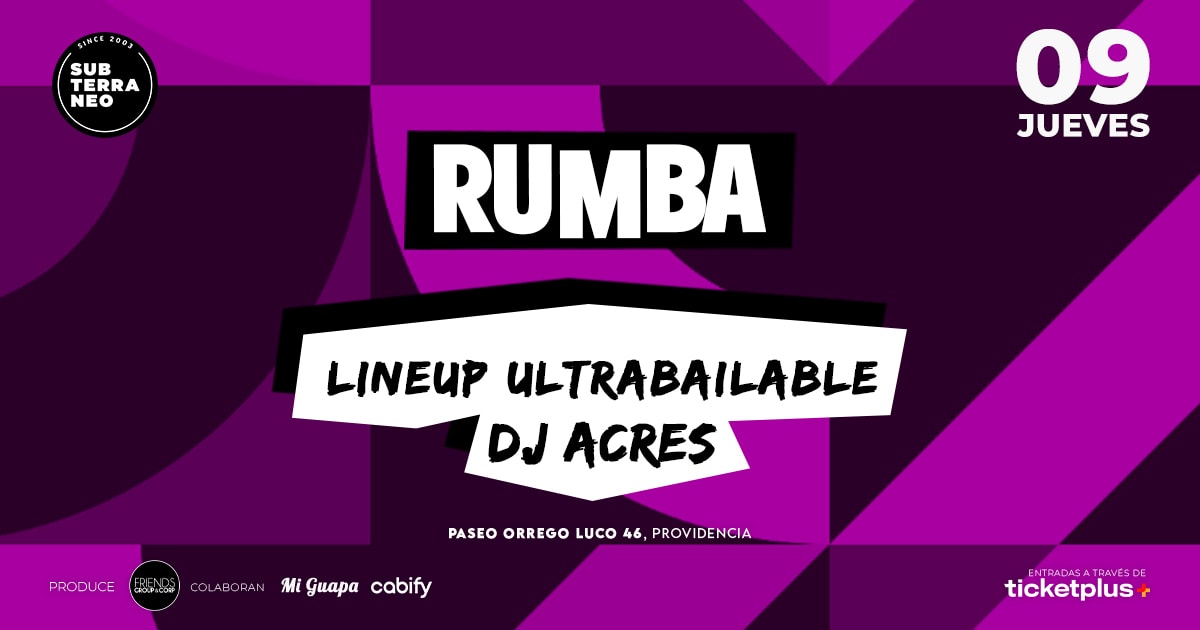 RUMBA Full Ultrabailable ★ JUEVES 09 ABRIL ★ Club Subterráneo (+21M & +23H)