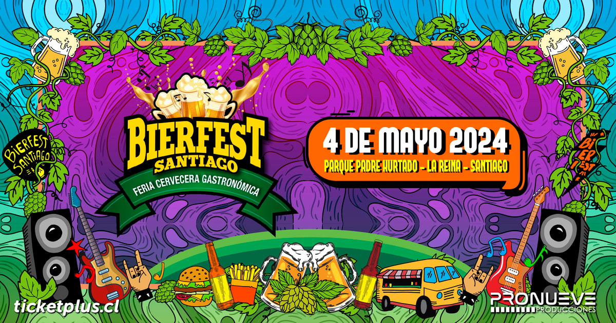 Bierfest Santiago Feria Cervecera Gastronómica. 10 de febrero 2024, parque padre hurtado, la reina, santiago. Ticketplus, Pronueve Producciones