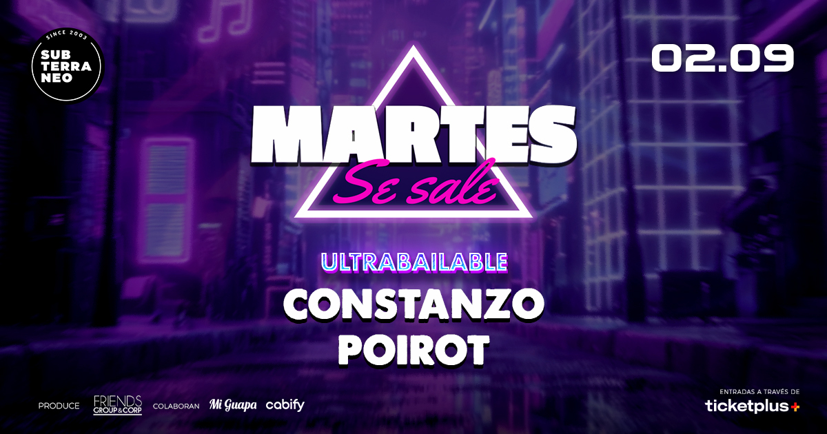 MARTES SE SALE! ★ MARTES 02 SEPTIEMBRE ★ Club Subterráneo (+21)