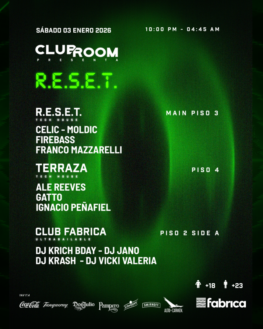 Clubroom Presenta RESET @ Sábado 03 Enero