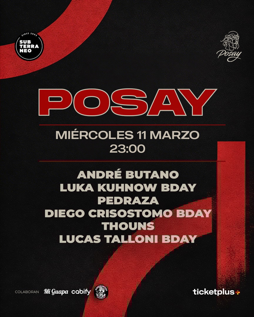 POSAY 🎵 MIÉRCOLES 11 MARZO ★ Club Subterráneo (+21)