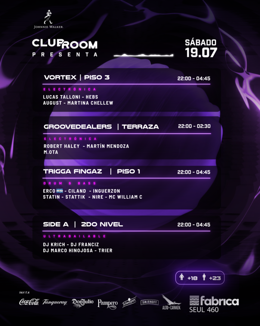 Clubroom Presenta @ Sabado 19 de Julio