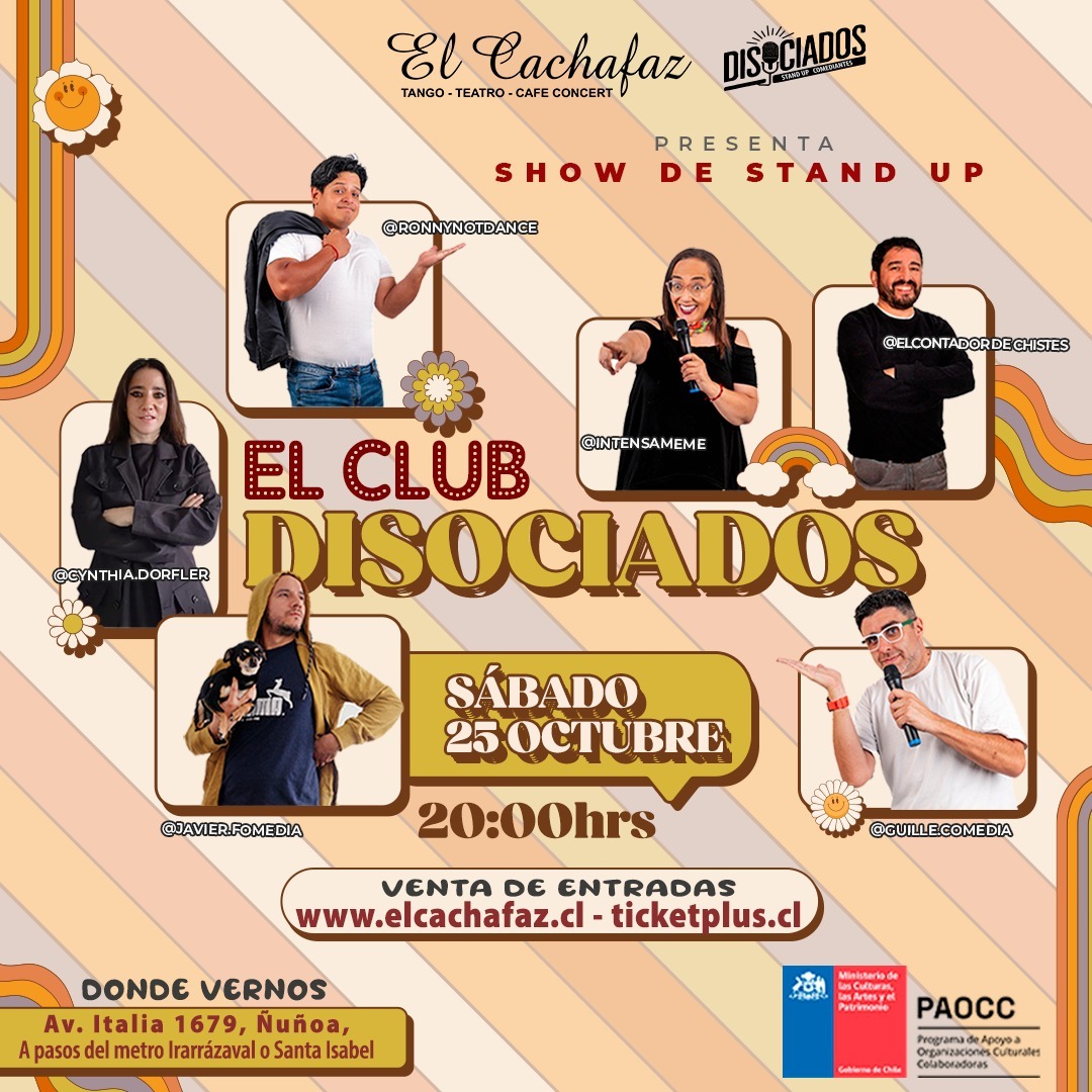 Show Stand Up -Club Disociados- sábado 25 de Octubre 20 hrs