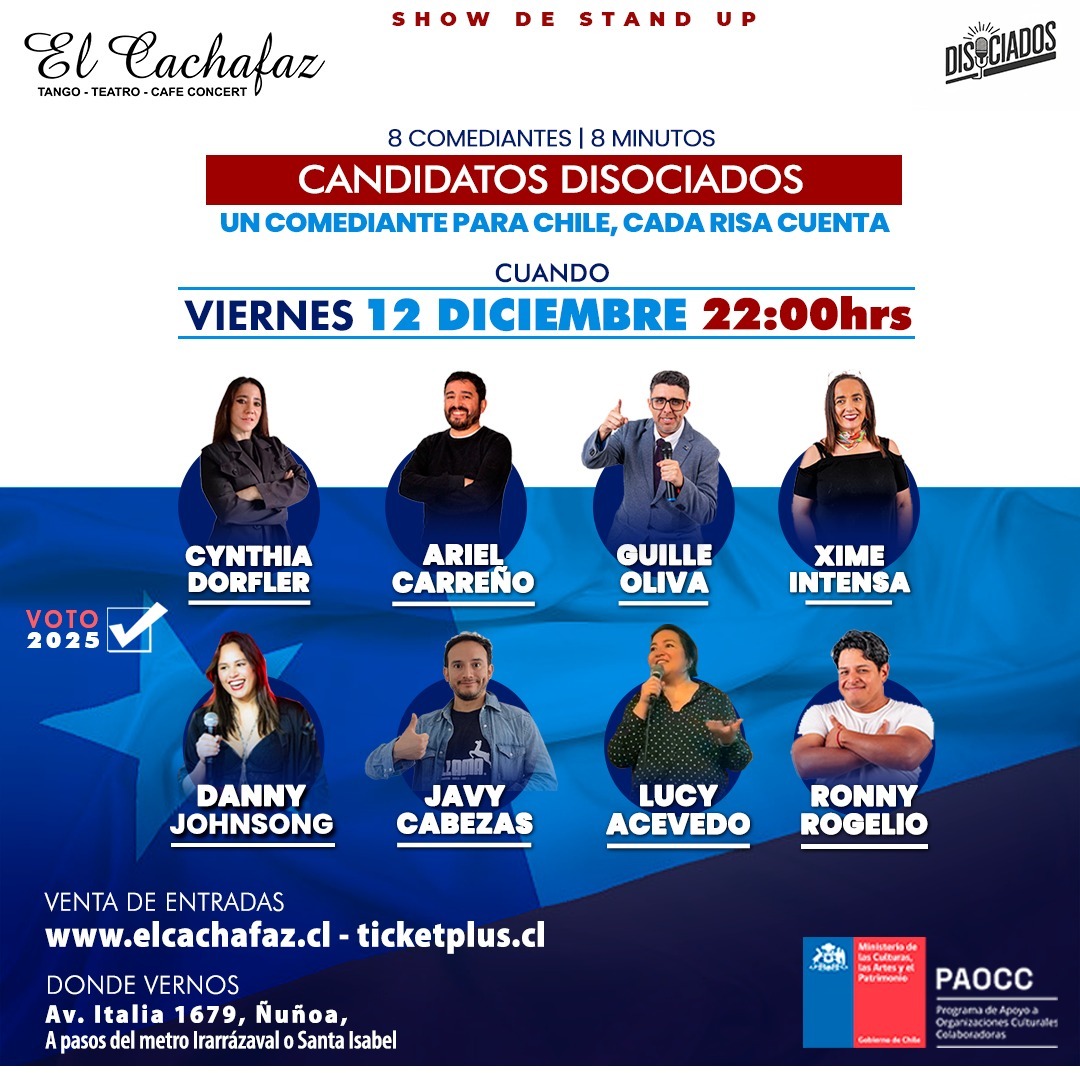 Show Stand Up-Candidatos Disociados-Viernes 12 de Diciembre 22 hrs