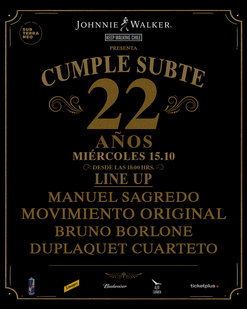 22 AÑOS SUBTERRÁNEO 🎵 MIÉRCOLES 15 OCTUBRE ★ Club Subterráneo (+23)