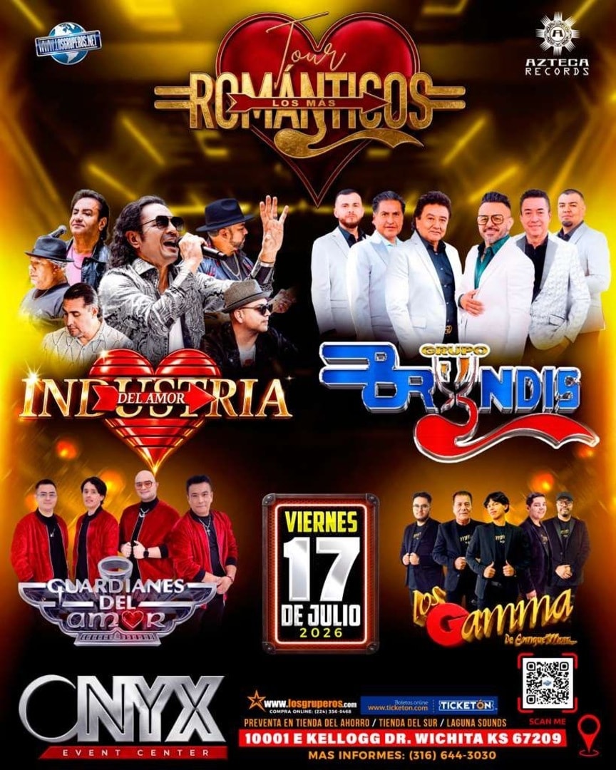 Tour Los Mas Romanticos-Grupo Bryndis-Industria del Amor-Guardianes del Amor-Los Gamma de Enrique Mora-ONYX
