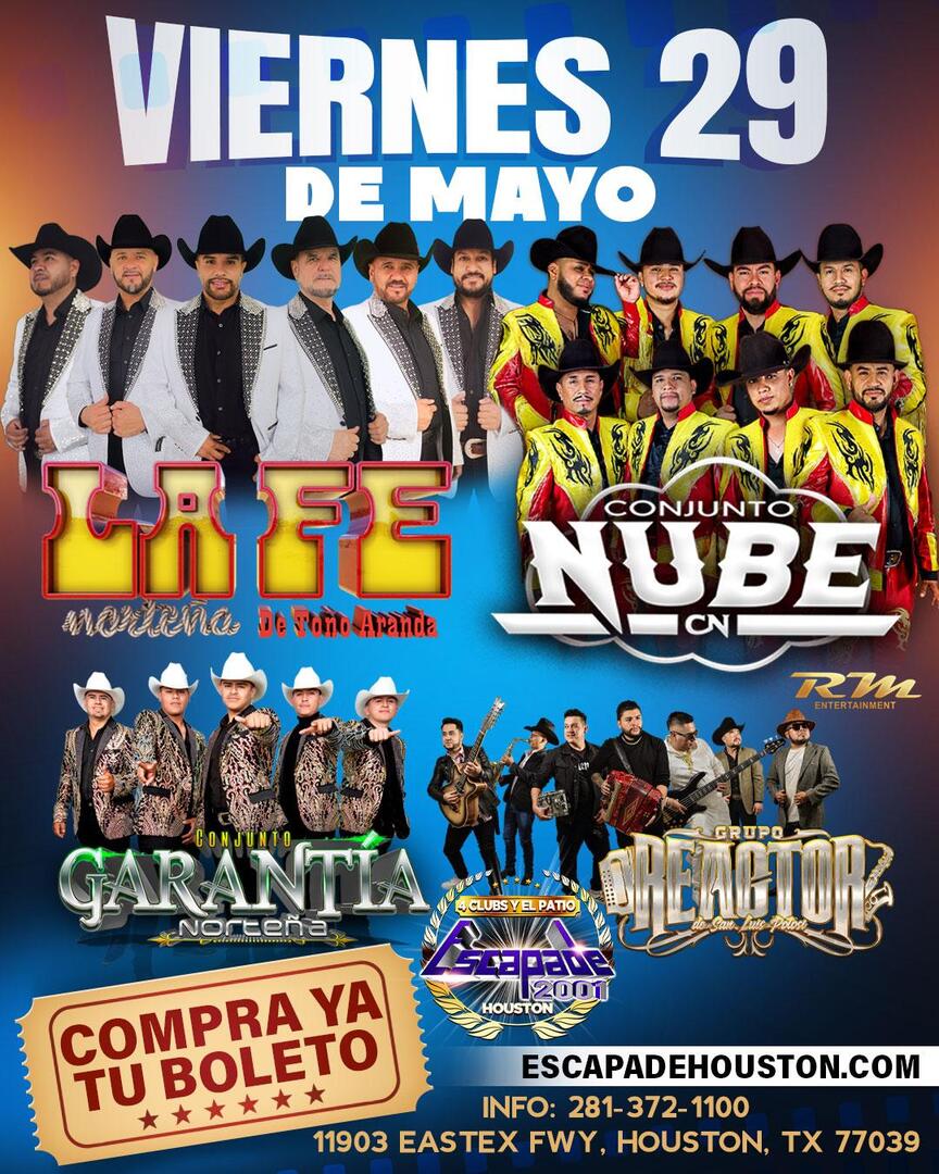 La Fe Norteña de Toño Aranda-Conjunto Nube-Conjunto Garantia Norteña-Grupo Reactor-Escape 2001 Houston