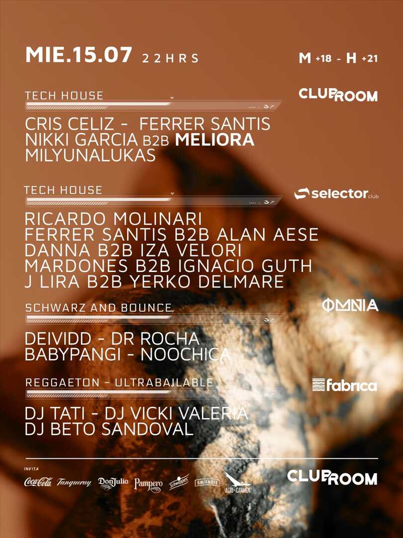 Clubroom Presenta @ Miercoles 15 Julio