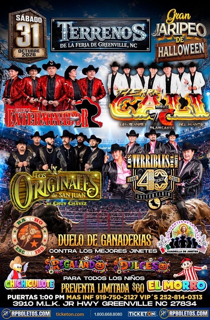 Grupo Exterminador-Hermanos Plancarte de TC-Los Originales de San Juan-Los Terribles-Terrenos de la Feria Greenville NC