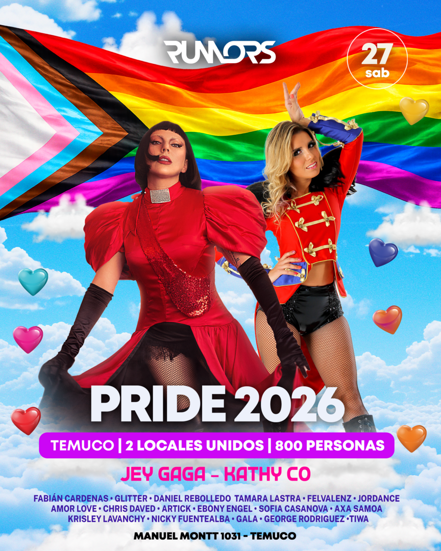 RUMORS PRIDE 2026 TEMUCO  - 27 DE JUNIO - 22:00 