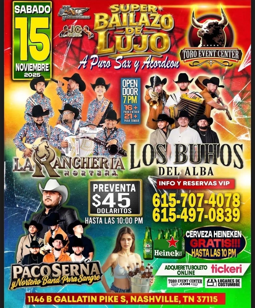 Super Bailazo de Lujo con la Ranchera Norteña, Los Búhos De Alba & Paco Serna y Norteño Band Pura Sangre.