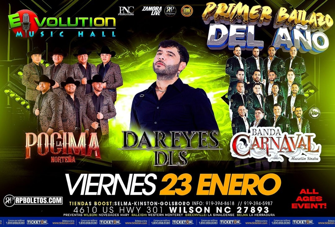 Dareyes de la Sierra-Banda Carnaval-Pocima Norteña-Evolution Music Hall-Wilson NC