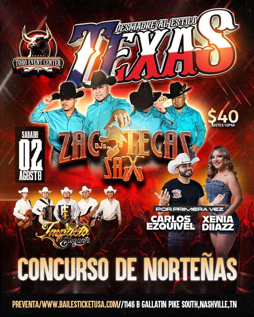 Desmadre al estilo Texas con Zacatecas sax, Impacto elegante & Carlos Esquivel Y Xenia Díaz 