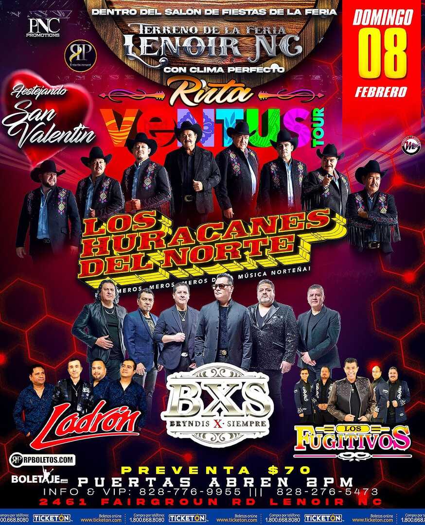 HURACANES DEL NORTE-BXS-LADRON-FUGITIVOS-Caldwell Fairgrounds-Lenoir NC