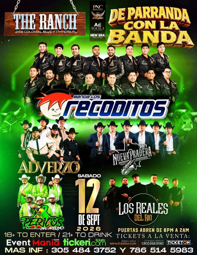 Banda Recoditos-Adverzo-Nueva Pradera-Los Pericos Del Arroyo-Los Reales del Rio-De Parranda Con La Banda-The Ranch