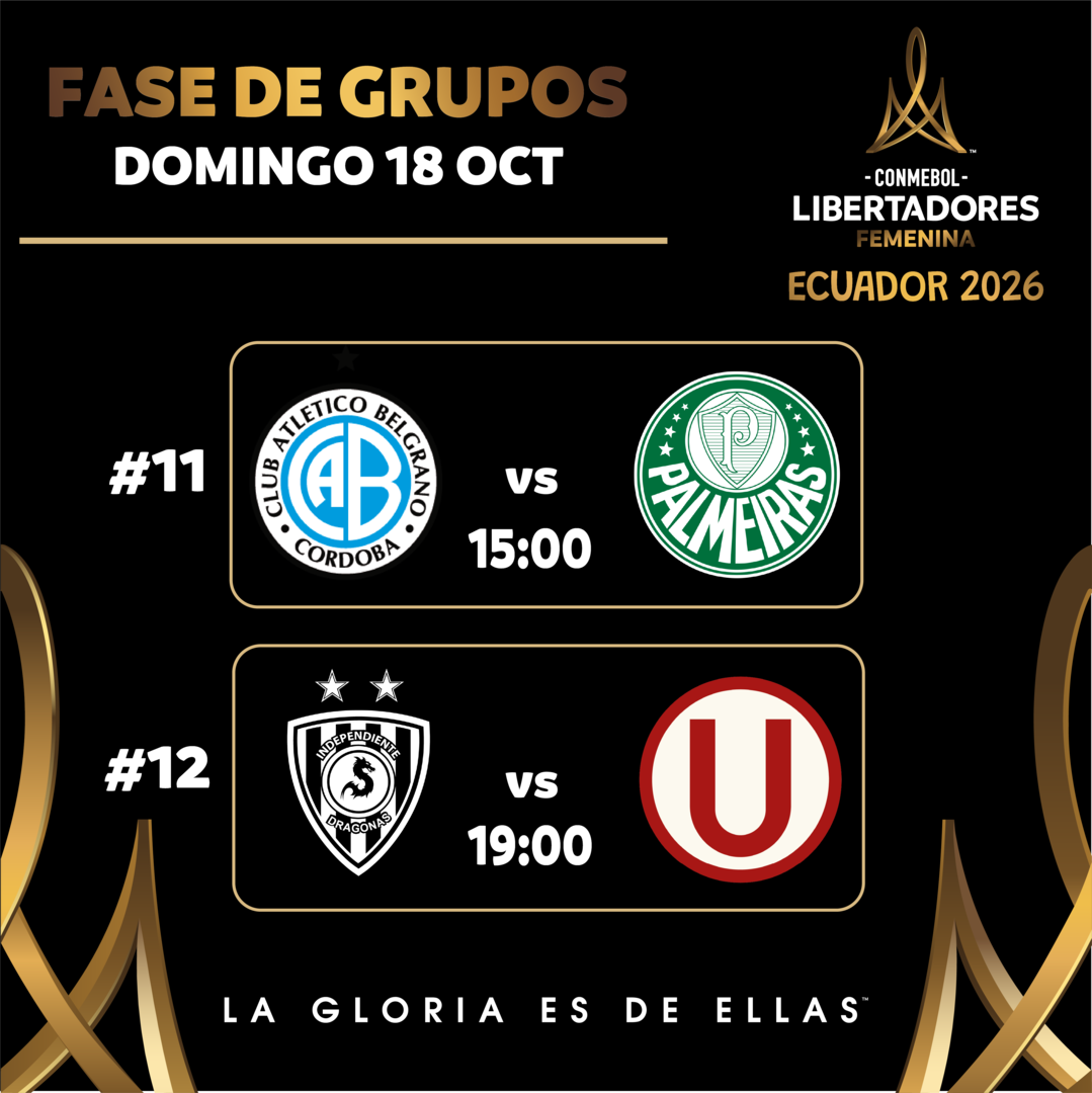 #11 Belgrano (Arg) vs SE Palmeiras (Bra) / #12 Ind. del Valle (Ecu) vs Universitario (Per) / CONMEBOL Libertadores Femenina 2026™ / Fase de Grupos