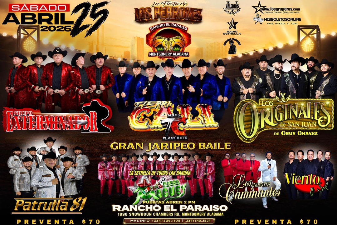 Exterminador-Tierra Cali-Los Originales de San Juan-Banda Maguey-Patrulla 81-Los Andantes Caminantes-Viento y Sol-Rancho El Paraiso