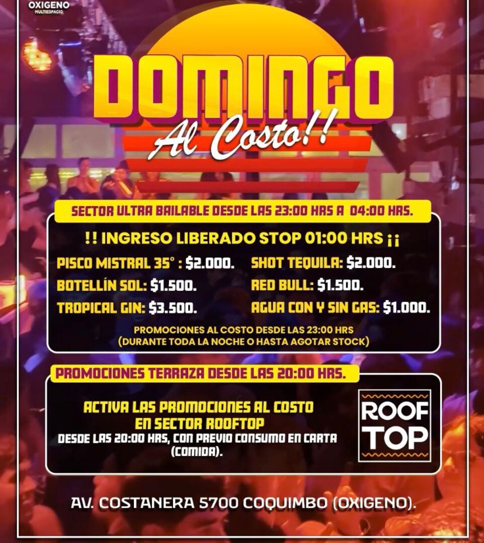 DOMINGO 11 ENERO 2026🌅 DOMINGO AL CO$TO🥃🍸🍹‼️SUNSET EXTENDED☀️🏖️ + ULTRA BAILABLE HASTA LAS 04 AM💃🪩 INGRESO GRATIS HASTA LAS 01 AM‼️⚠️NOS RESERVAMOS EL DERECHO DE ADMISIÓN⚠️🚹🚺+18 