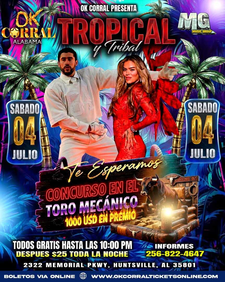 Noche de Tropical y Tribal-Concurso de Toro Mecanico