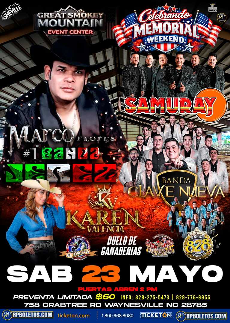 Marco Flores Y La Jerez-Banda Clave Nueva-Banda 828-Great Smokey Mountain Event Center-Waynesville NC