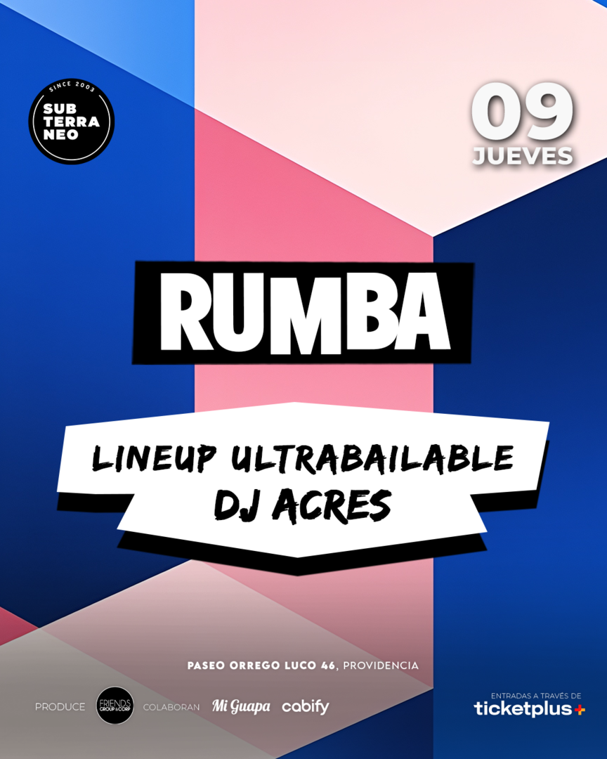 RUMBA Full Ultrabailable ★ JUEVES 09 JULIO ★ Club Subterráneo (+21M & +23H)