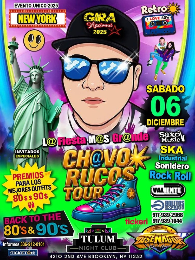Chavos Rucos Tour-Grupo Santisima-Tributo Alejandra Guzman-Gloria Trevi-Ana Gabriel-New York