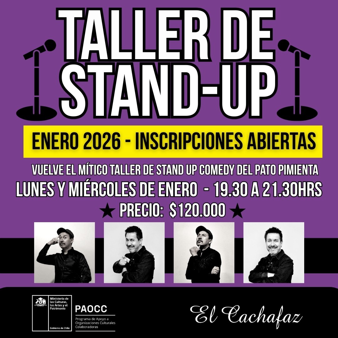 Taller Stand Up con Pato Pimienta- Lunes y Miercoles Diciembre 19:30-21:30  hrs