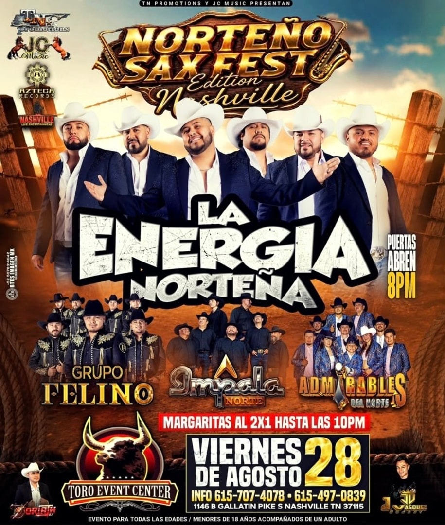Norteño Sax Fest con La Energía Norteña, Grupo Felino, Impala Norte & Admirables del Norte.
