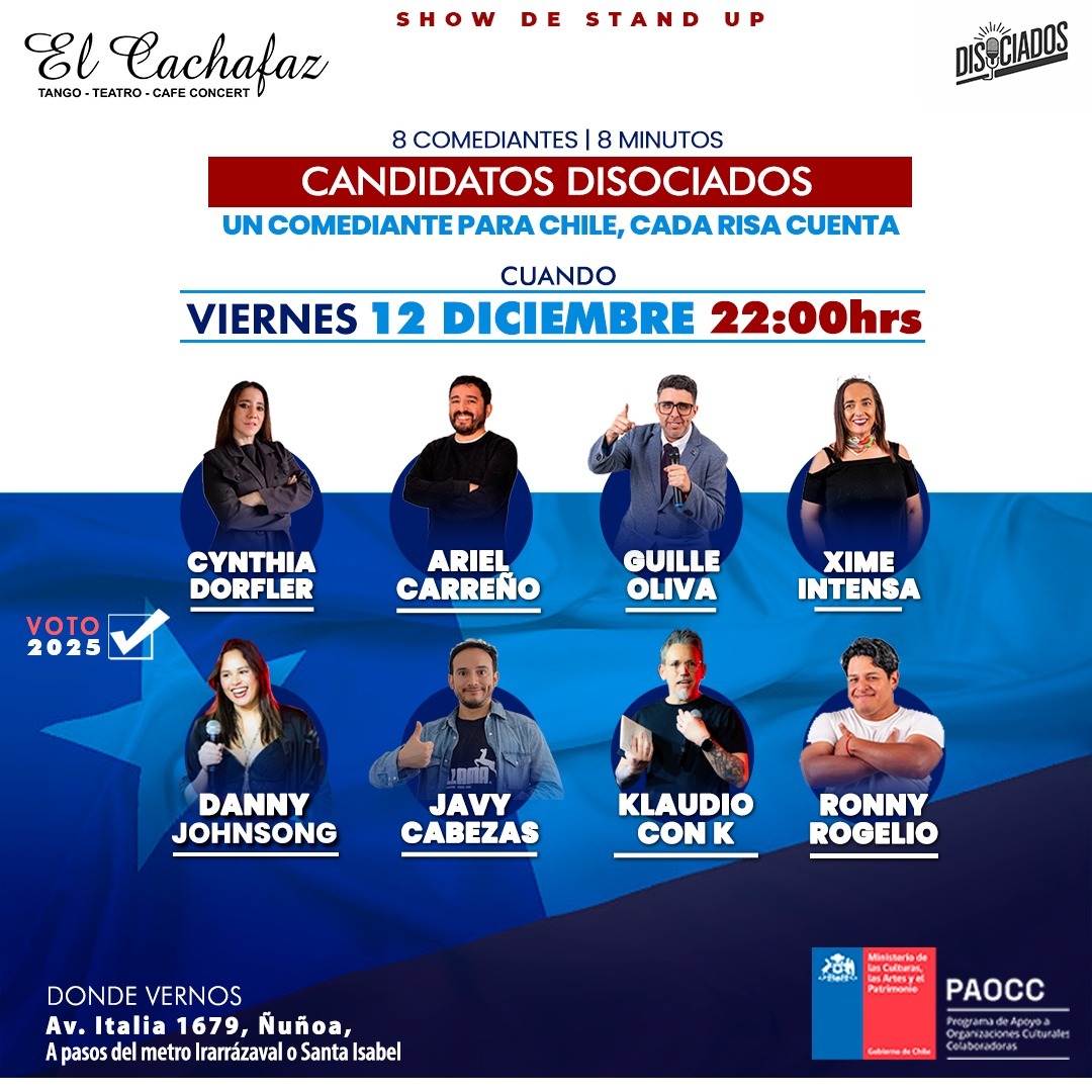Show Stand Up-Candidatos Disociados-Viernes 12 de Diciembre 22 hrs