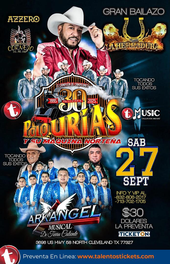 Polo Urias y La Maquina Norteña en Club Plaza La Herradura de Cleveland, Texas.