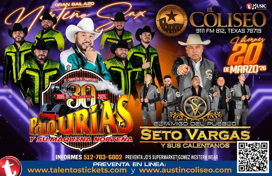Polo Urias y La Maquina Norteña en El Coliseo de Austin, Texas