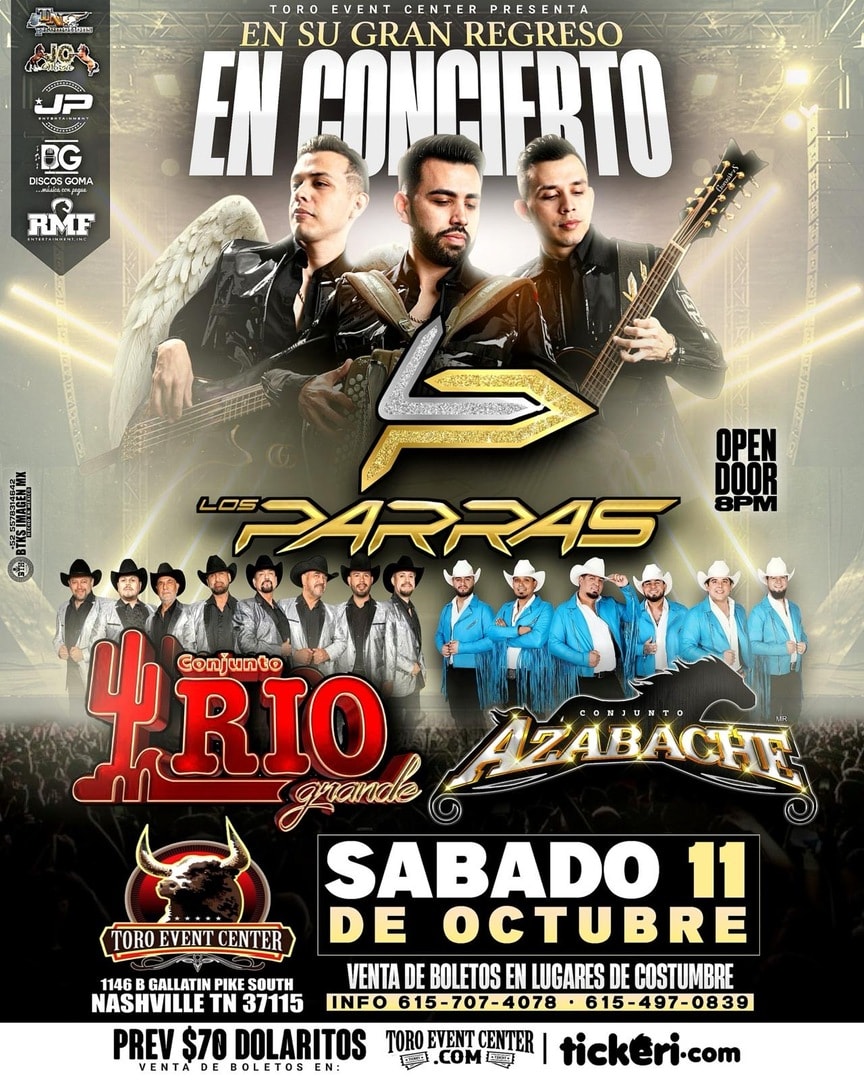 Gran regreso en concierto Los Parras, Conjunto Trío Grande & Conjunto Azabache. 