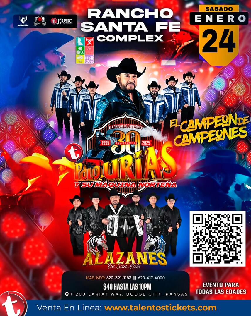 Polo Urias y La Maquina Norteña en Rancho Santa Fe Complex de Dodge City, Kansas