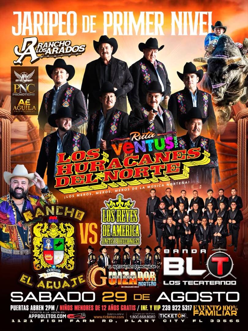 Los Huracanes del Norte-Banda BLT Los Tecateando-Guizador Norteno-Toros de Rancho El Aguaje-Rancho Los Arados