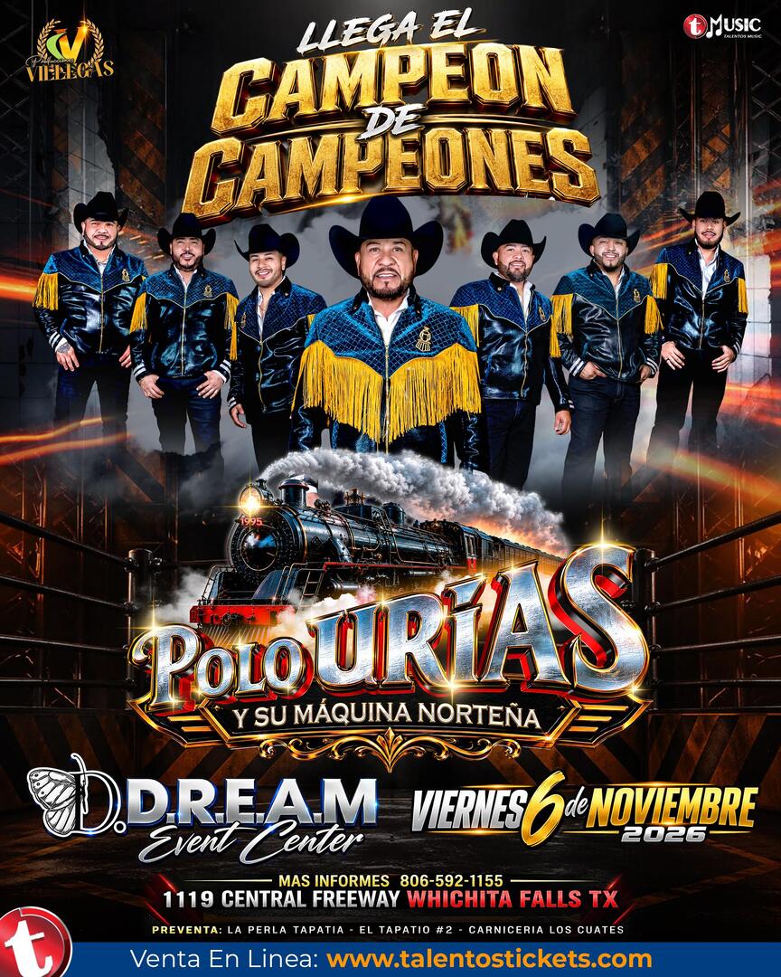 Polo Urias y Su Maquina Norteña en Dream Event Center de Wichita Falls, Texas