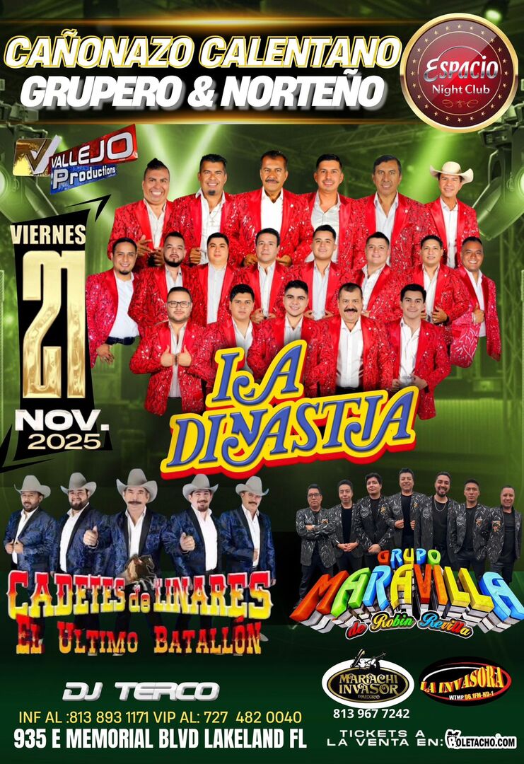 La Dinastia-Cadetes de Linares Ultimo Batallon-Grupo Maravilla de Robin Revilla-Espacio Nightclub