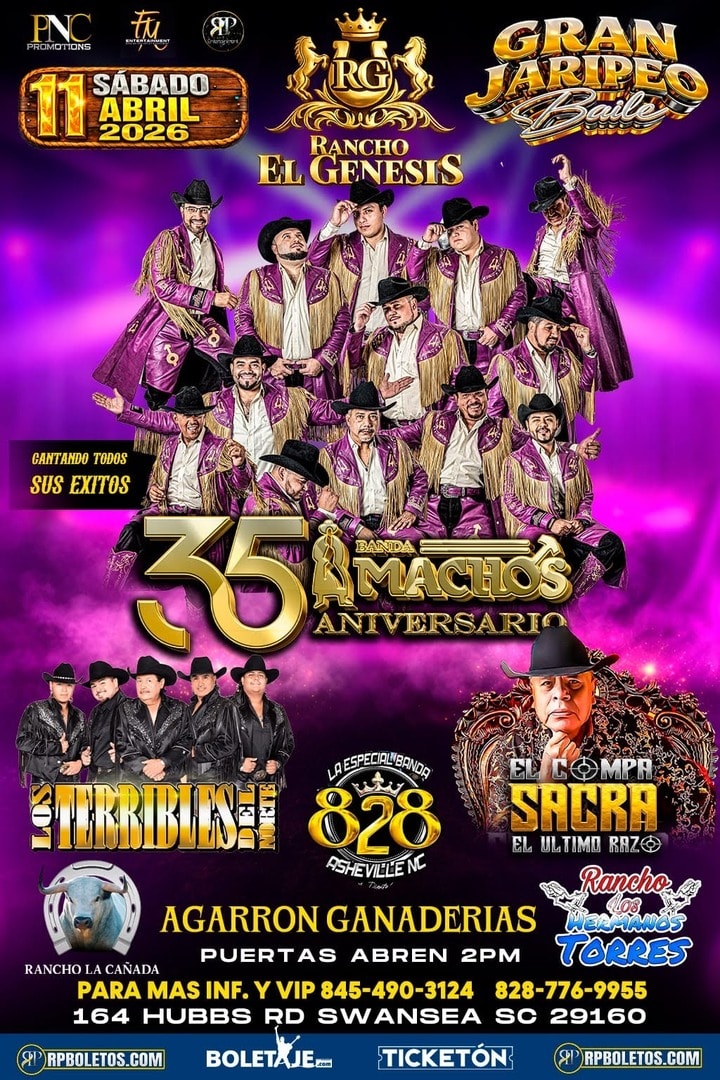 Banda Machos-Terribles Del Norte-Compa Sacra-Rancho El Genesis-Swansea SC