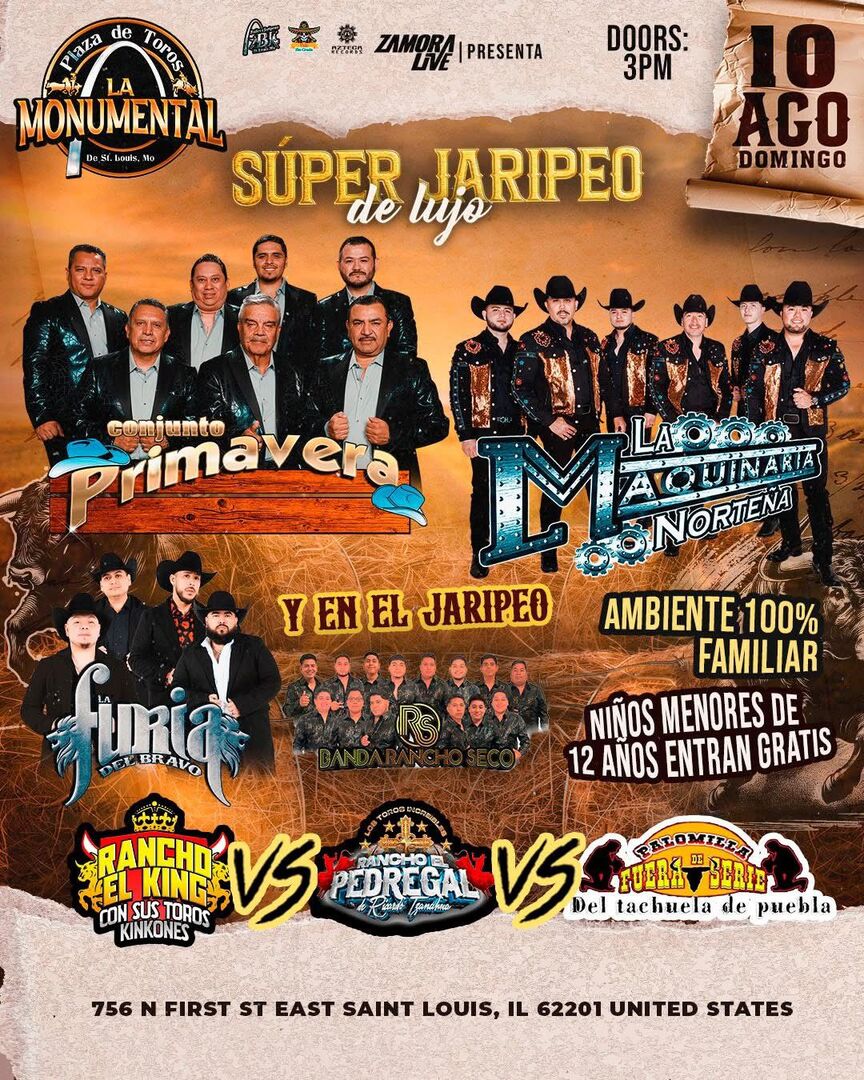 Conjunto Primavera-La Maquinaria Nortena-La Furia del Bravo-Banda Rancho Seco-Plaza De Toros La Monumental