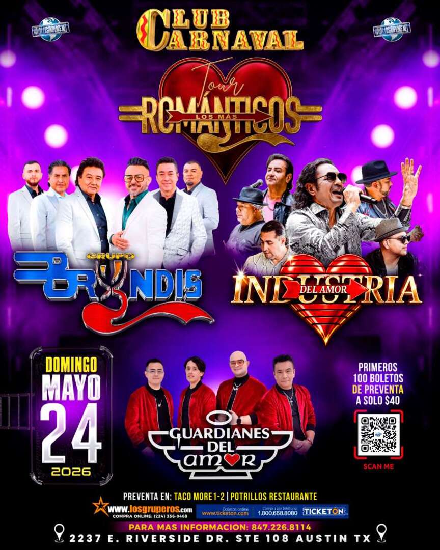 Tour Los Mas Romanticos-Grupo Bryndis-Industria Del Amor-Guardianes del Amor-Club Carnaval