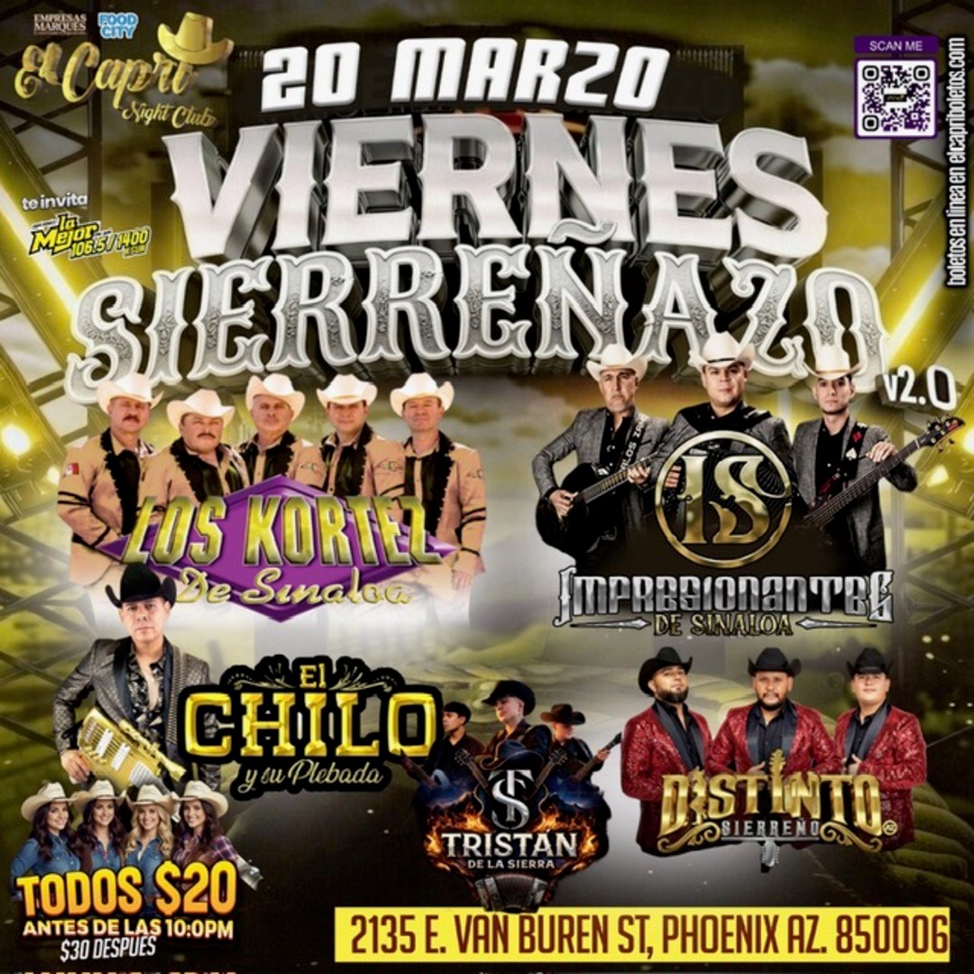 Viernes Sierreñazo-Los Kortez de Sinaloa-Impresionantes de Sinalao-El Chilo y su Plebada-Tristan de la Sierra-Distinto Sierreño