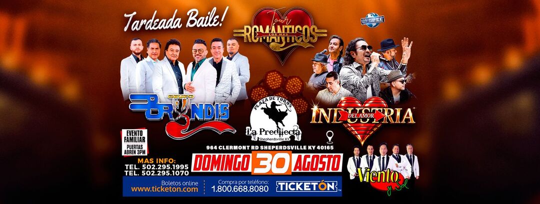 Tour Los Mas Romanticos-Grupo Bryndis-Industria Del Amor-Viento y Sol-La Predilecta