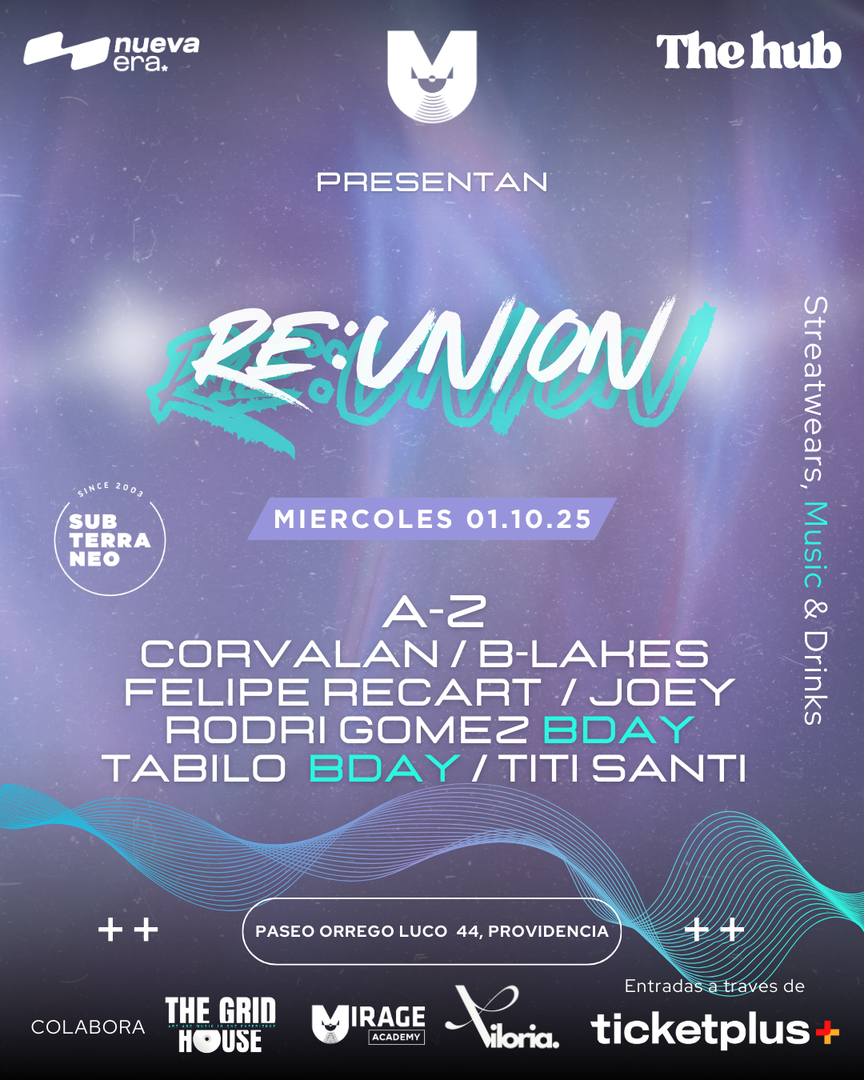 RE:UNION 🎵 MIÉRCOLES 01 OCTUBRE ★ Club Subterráneo (+21)