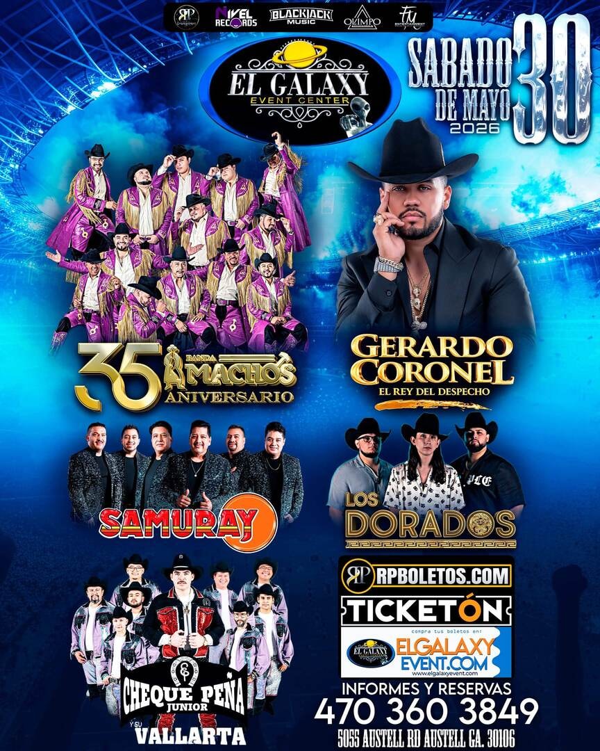 Banda Machos-Gerardo Coronel "El Jerry"-Samuray-Los Dorados-Cheque Peña Junior-El Galaxy Event Center-Austell GA