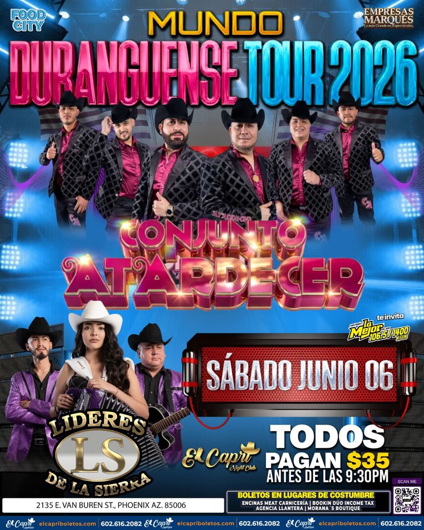 Conjunto Atardecer-Lideres de la Sierra-Duranguense Tour 2026