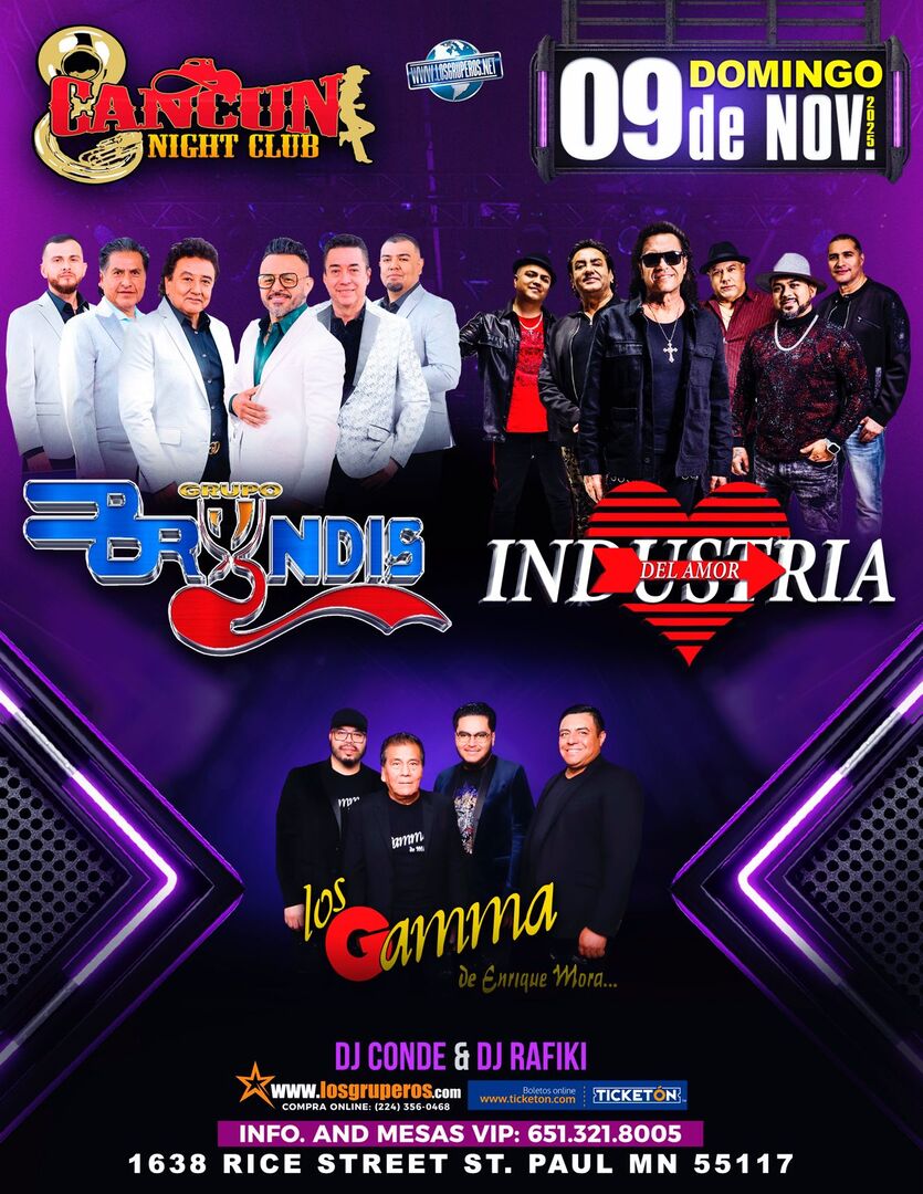 Grupo Bryndis-La Industria Del Amor-Los Gamma de Enrique Mora-Tour Los Mas Romanticos-Cancun Nightclub