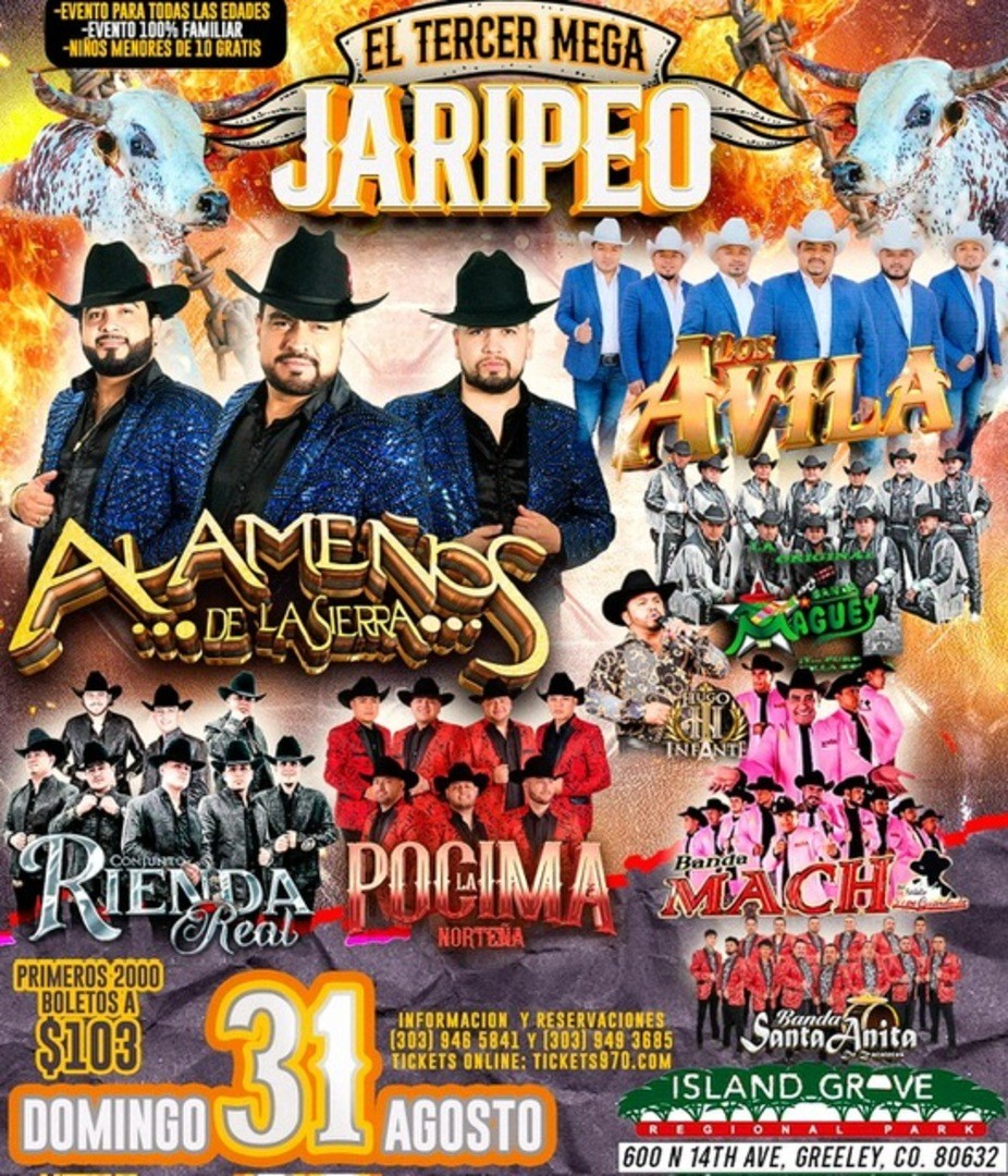 El Tercer Mega Jaripeo - Alameños De La Sierra-Los Avila-Banda Maguey-Conjunto Rienda Real-La Pocima Nortena-Banda Mach-Banda Santa Anita-Island Grove